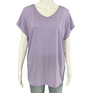 Cloudveil Womens Merino Blend Base Layer Top Size L Short Sleeve Lilac V-Neck